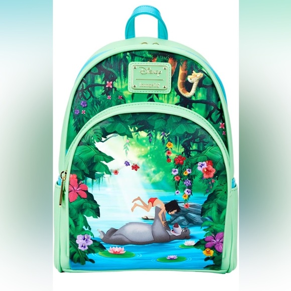 💙💚NWT-Loungefly Disney Jungle Book Bare Necessities Backpack💙💚 - Picture 1 of 13